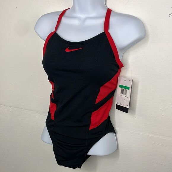 Nike Swim Hydrastrong Black and Red Swimsuit size 4 new with tags - Picture 2 of 7